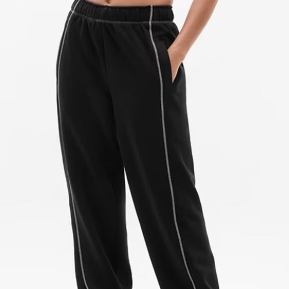 Athleta Women's Forever Fleece High Rise Jogger Black/Bone SZ: XL - Picture 2 of 10